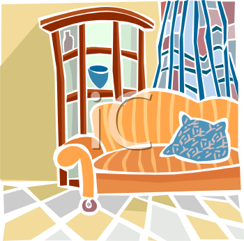 Living Room Chairs on Living Room Clip Art Image  Sofa And Glass Hutch